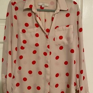 LOFT Polka Dot Sheer Blouse